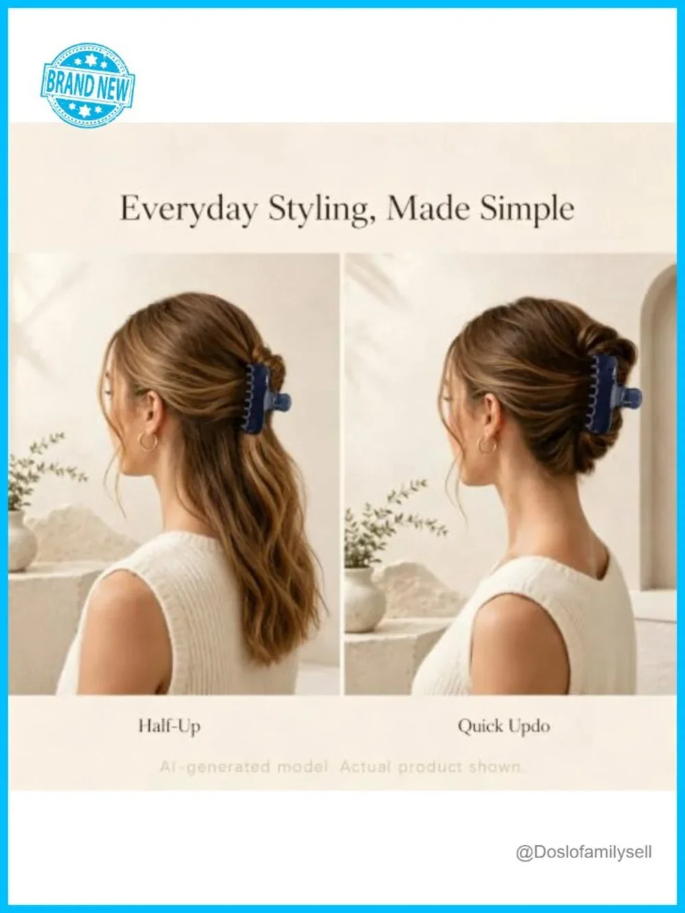 4 Inch Big Hair Claw Clips for Women, Non Slip Strong Hold Square Claw Clip,